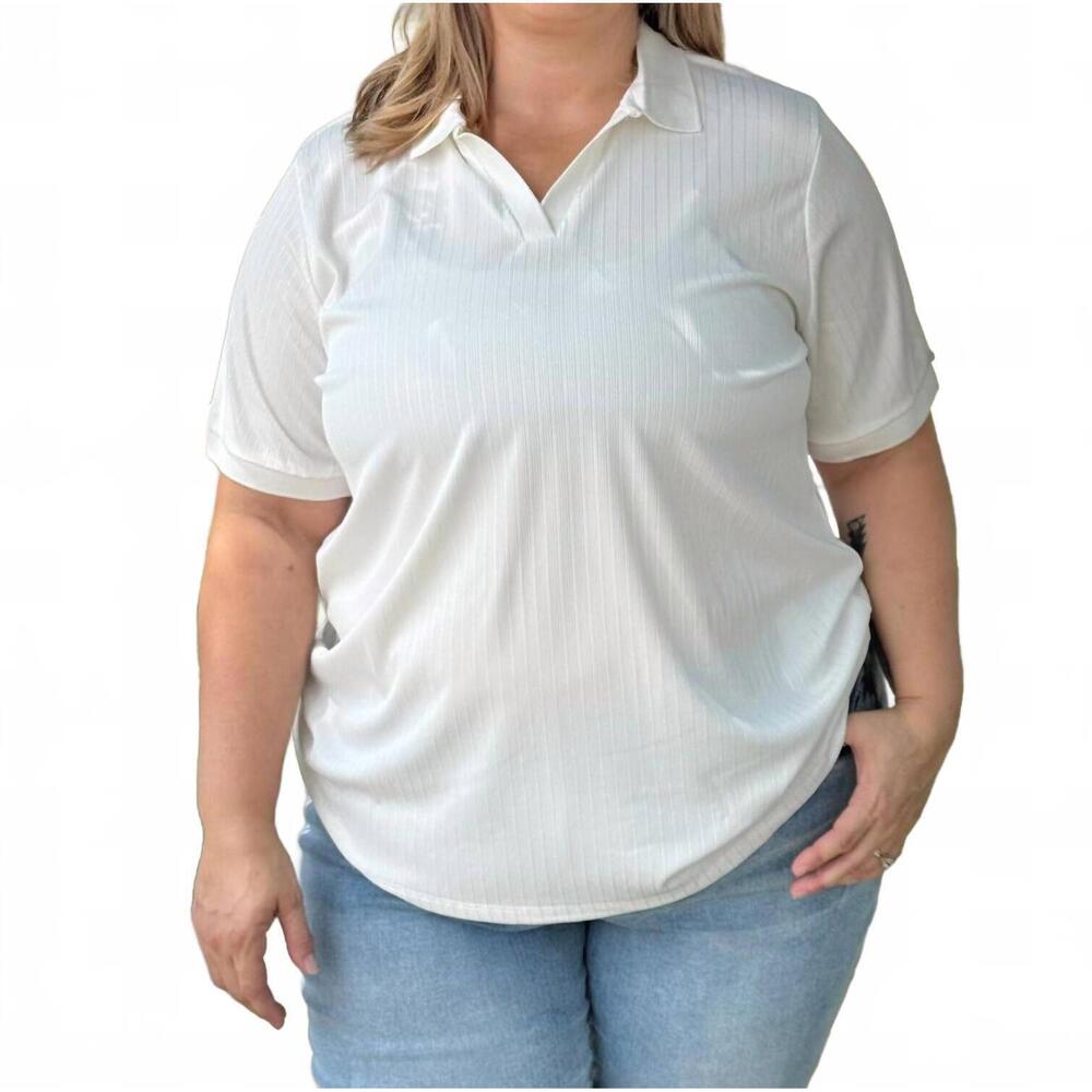 NEW SOUTHERN GRACE jennifer collared top in white